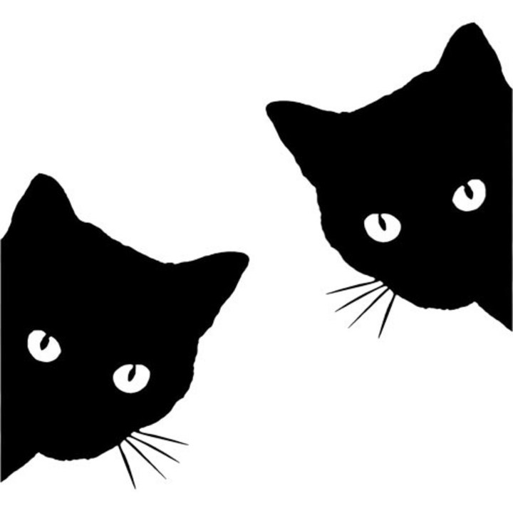 자동차흠집스티커 검은 고양이 빼꼼 스티커 자동차 특이한 포인트 데칼, 블랙 좌우 세트, 1개