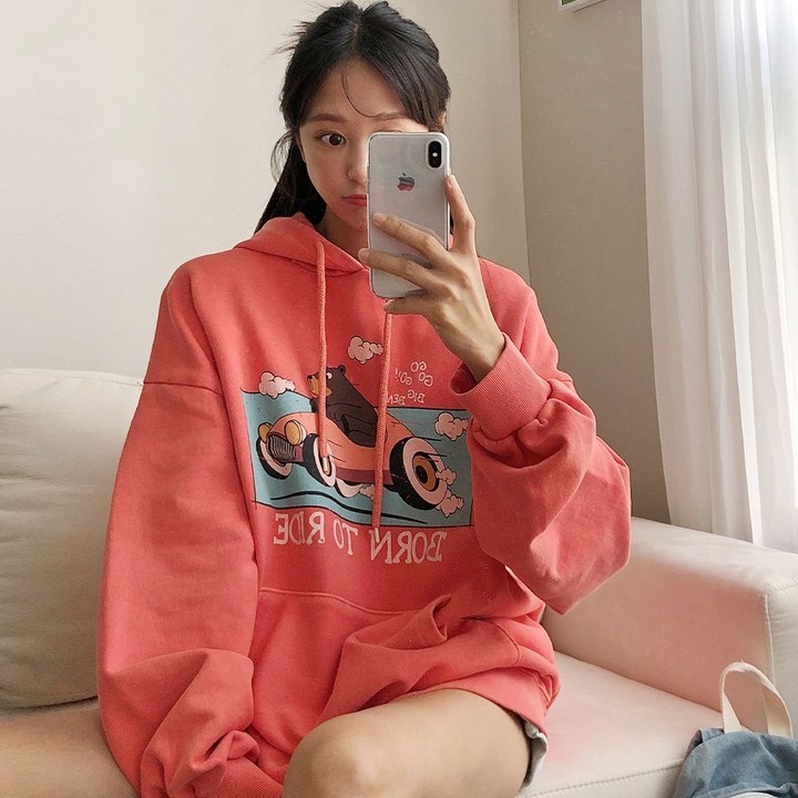 러브앤시티 *기모선택* 남녀공용 피그먼트 붕붕베어 후드티셔츠 오버핏 빅사이즈 후드티 프리미엄 원단