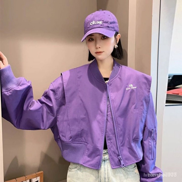 FANSYLI 야구복 자켓 여성 바람막이 점퍼 가을겨울 숏코트 루즈핏 캐주얼 아우터 L9S018