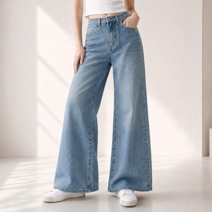 여자 부츠컷 청바지 와이드 부츠컷 데님 팬츠 데일리진