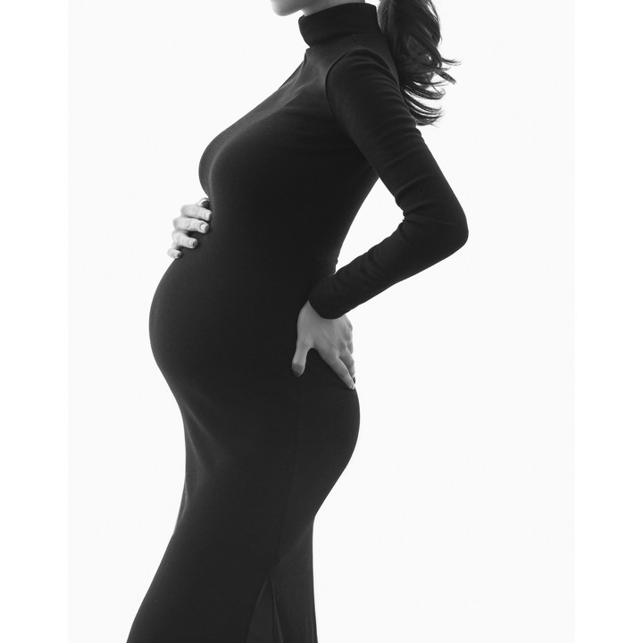 제인라이트 폴라 임산부 만삭 촬영 주수 사진 롱 슬림 긴팔 임부복 원피스