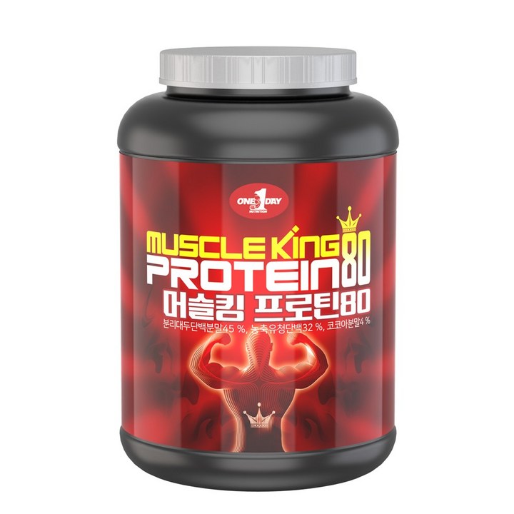 원데이뉴트리션 머슬킹 80 프로틴 헬스 보충제, 2kg, 1개 원데이뉴트리션 머슬킹 80 프로틴 헬스 보충제, 2kg, 1개