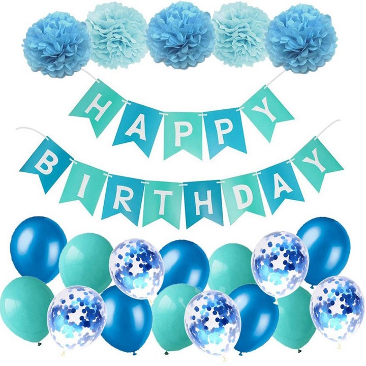 생일파티 가랜드 꽃 볼 혼합풍선 세트 에브리띵스마일 1037, 1세트, 블루