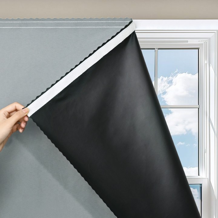 암막커튼 벨크로 찍찍이 커튼 빛차단 누구나 쉽게 붙이는 붙이는 거실커튼