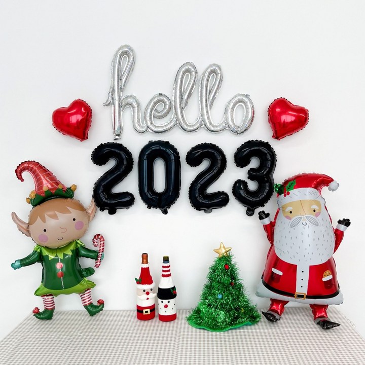 쏙쏙마켓 hello 2023 산타와 요정 풍선 장식 세트 새해 크리스마스