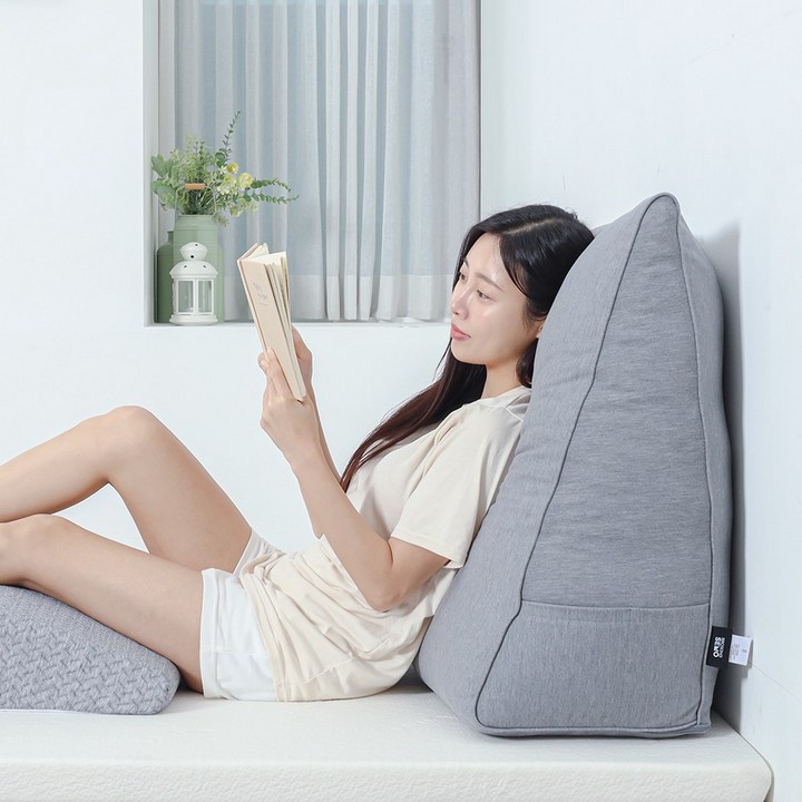 머리까지 기대는 삼각 쿠션 허리 등쿠션 쇼파 침대 등받이, 그레이 머리까지 기대는 삼각 쿠션 허리 등쿠션 쇼파 침대 등받이, 그레이