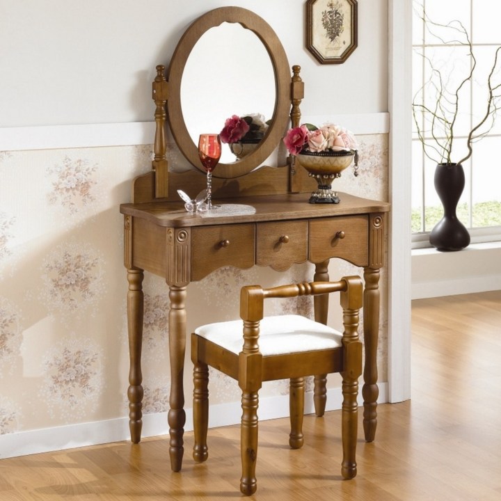 SL겔러리 러블리 엔틱화장대세트 2색 원목프레임 거울 보조의자 포함 화이트 클래식엔틱 침실가구, 엔틱
