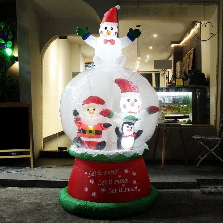 스노우볼 산타 에어벌룬 200cm 내부 LED 대형 풍선 장식 크리스마스 행사 홍보 인형