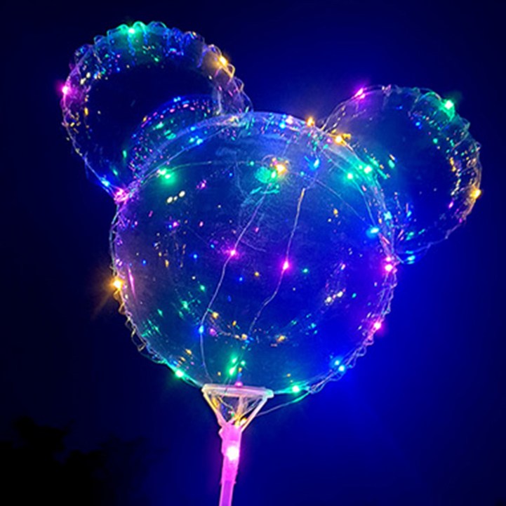 성실한오피스 LED 풍선 야외 이벤트 파티 풍선 만들기 세트 야간 캠핑놀이 건전지포함, LED 풍선미키, 1개