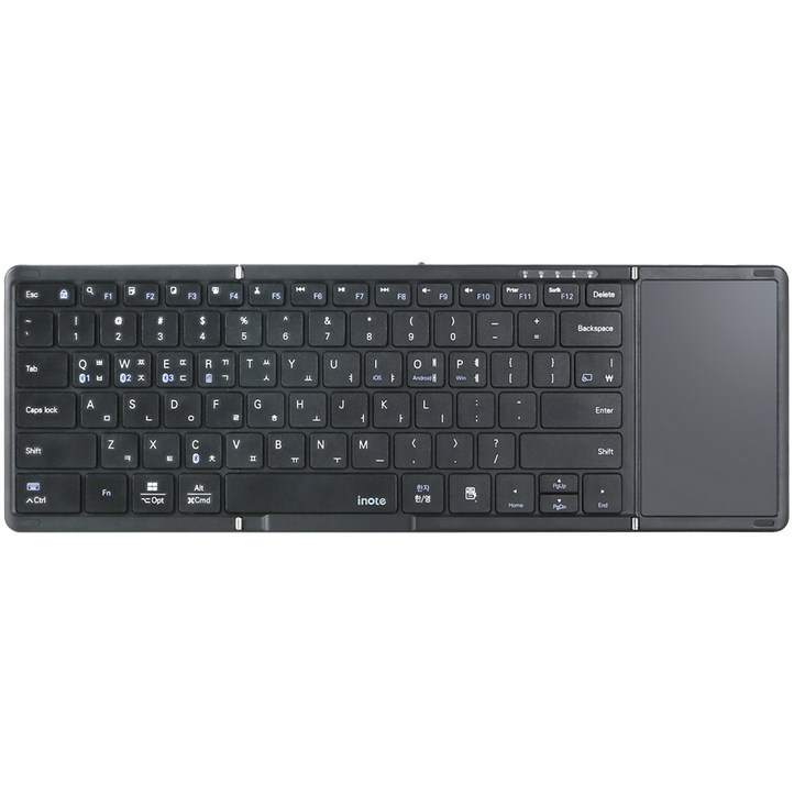 아이노트 터치패드 블루투스 무선 접이식 키보드, 블랙, X-FOLDING XK905B, 제조사축