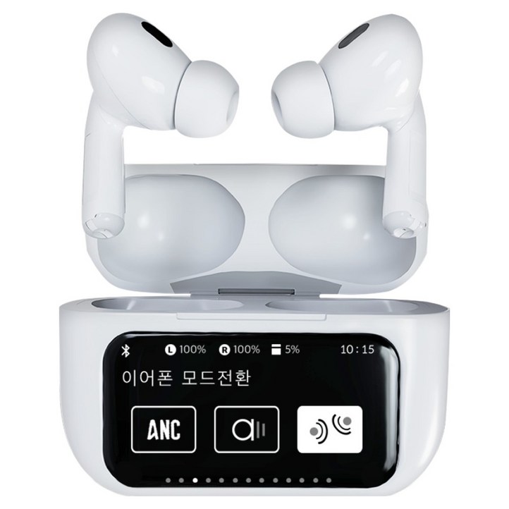 바우아토 노이즈 캔슬링 터치 디스플레이 5.4 커널형 블루투스 이어폰, BAUATO ANC03, 화이트