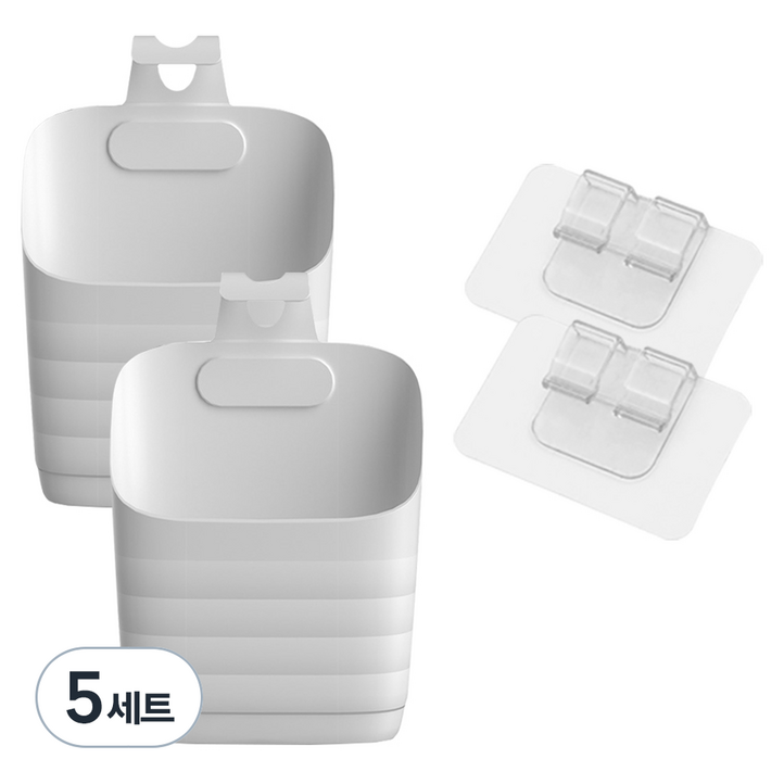 조이베리 주방 욕실 벽걸이 수납바구니 소형 2p 접착패드 2p, 화이트, 5세트