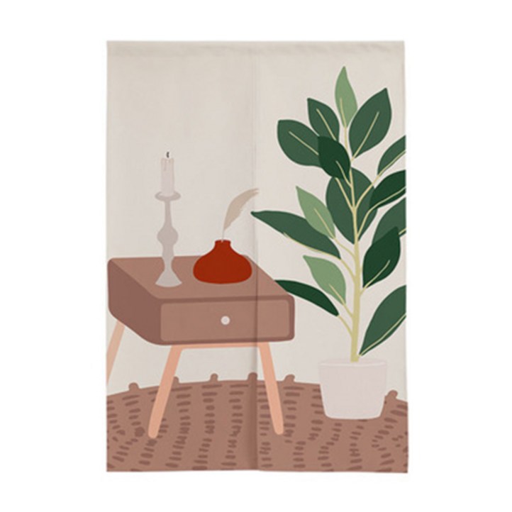 예쁜 방 일러스트 그림 패브릭 가리개 커튼