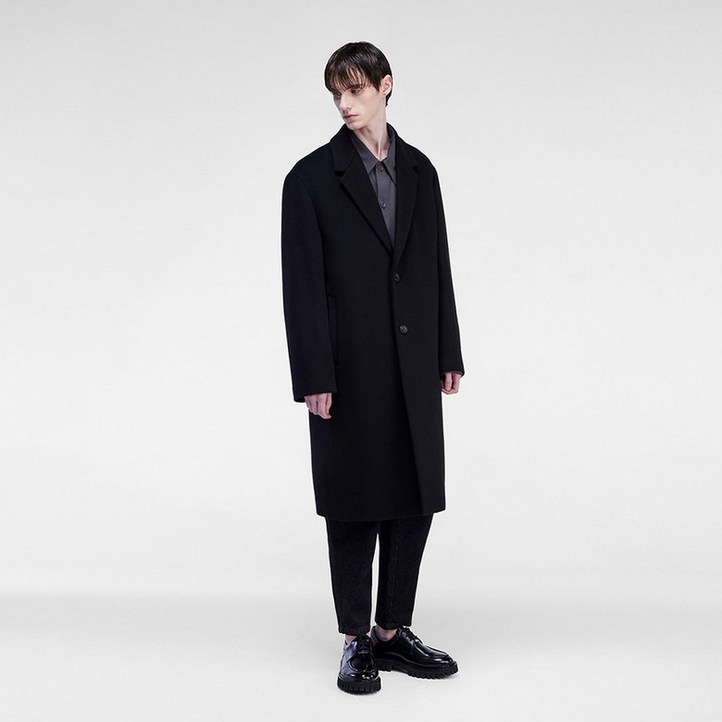 백화점출고 지오송지오 남성아우터 공식브랜드관 타임리스 투버튼 싱글 코트 블랙 ZF6CT601BK 겨울코트