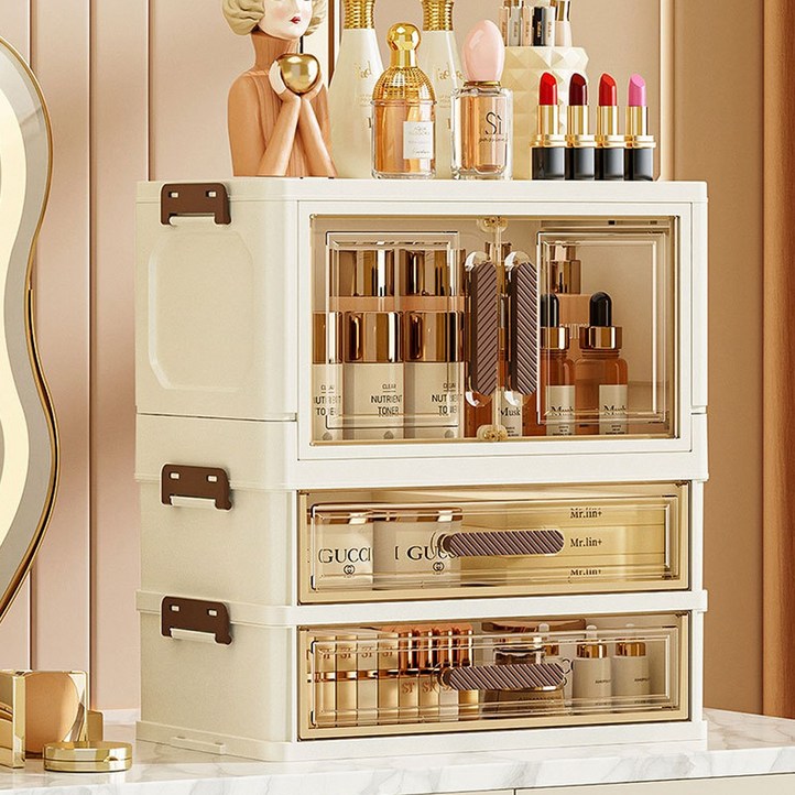프리미엄 화장품 정리함 서랍형 디자인 화장대 대용량 투명 메이크업 수납박스