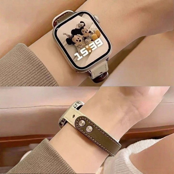 여성 애플워치 스트랩 가죽 투톤