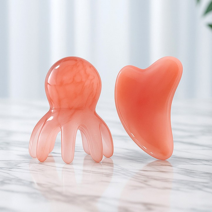 제이킨 문어 두피괄사 머리 지압 마사지기 하트 괄사 페이스 바디 멀티괄사