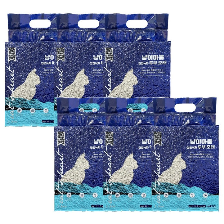 올투펫 고양이 프리미엄 1.5mm 두부모래 7L, 천연 녹차향, 6개, 2.5kg