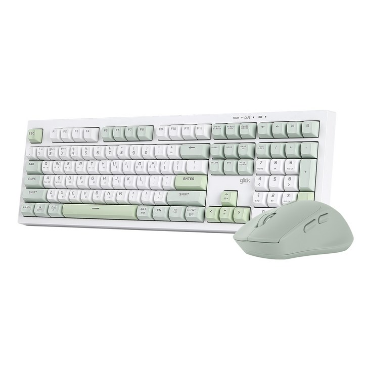 지클릭커 오피스프로 WMK50 사일런스 M 무소음 무선 블루투스 108 키보드 마우스 세트, 일반형, 그린위치, WMK50