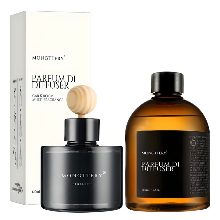 몽때리 올블랙 차량용 방향제 120ml 본품  300ml 리필 세트