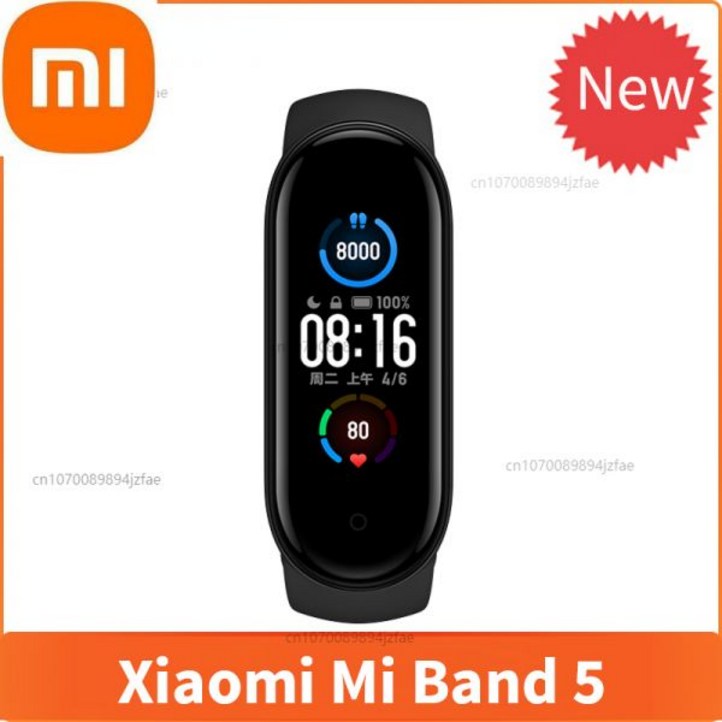 스마트 워치 손목 밴드 Xiaomi-오리지널 Mi Band 5 팔찌 4 가지 색상 터치 스크린 Miband 피트니스 추적 심박수 모니터 스포츠 Smartband