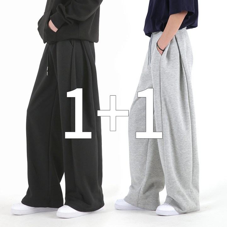 오버나인 11 남자 사이드 핀턱 옆트임 바지 와이드 트레이닝 팬츠