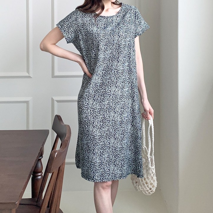 여성 플라워 인견 반팔원피스 빅사이즈