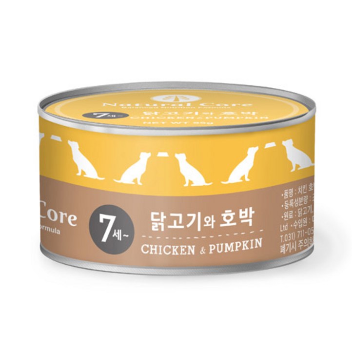 네츄럴코어 애견 영양 간식 캔, 닭호박, 95g, 24개