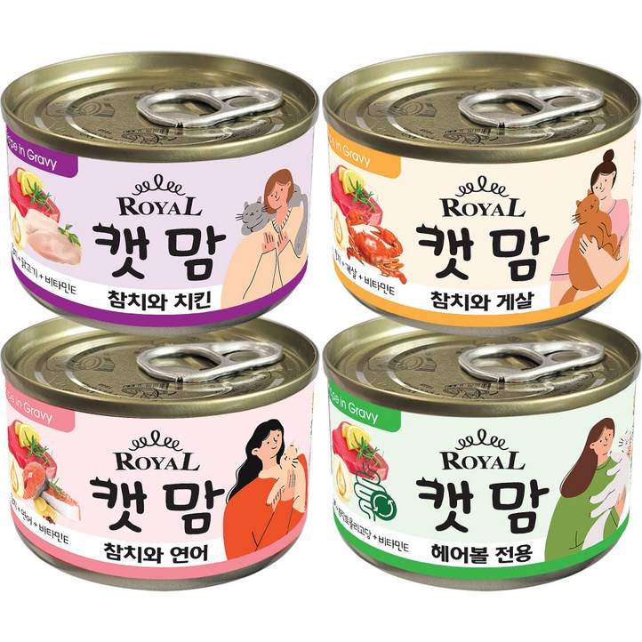 로얄 캣맘, 고양이캔, 대용량, 고양이간식, 48개, 160g, 콤보맛