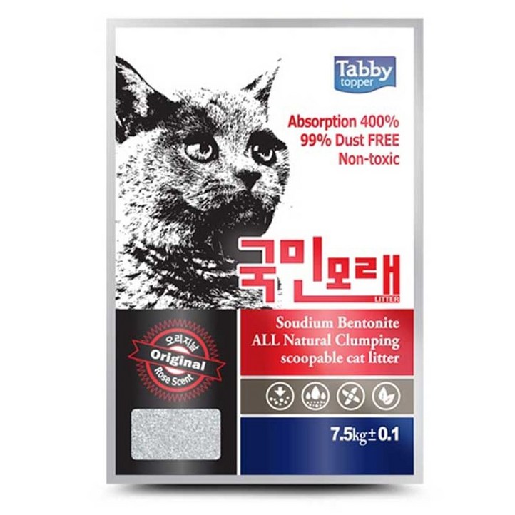 탑퍼태비 국민모래 오리지날 7.5kg 2개 장미향 flo58eru