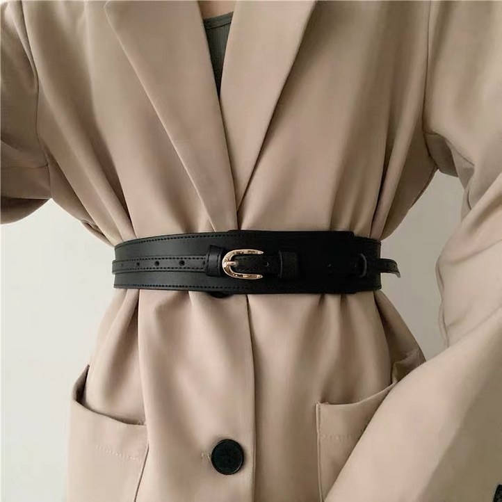 소울린느 더블 레이어드 와이드 벨트 원피스 자켓 남방 위에 코디 4colors