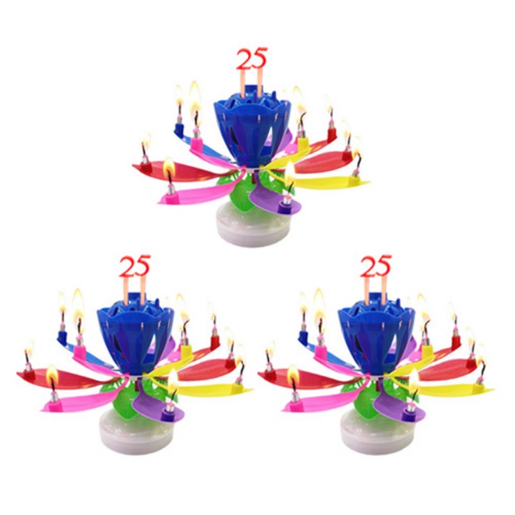 아이템하우스 생일축하 멜로디 연꽃초  숫자세트 2p 3개 1세트, 레인보우3개