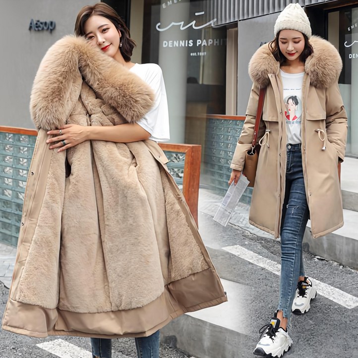 NEW 역시즌패딩 여성 기모 패딩점퍼 후드 롱패딩 후리스 패딩 여자겨울코트 빅사이즈 6XL 프리미엄 여성의류 보온과 패션을 겸비5color