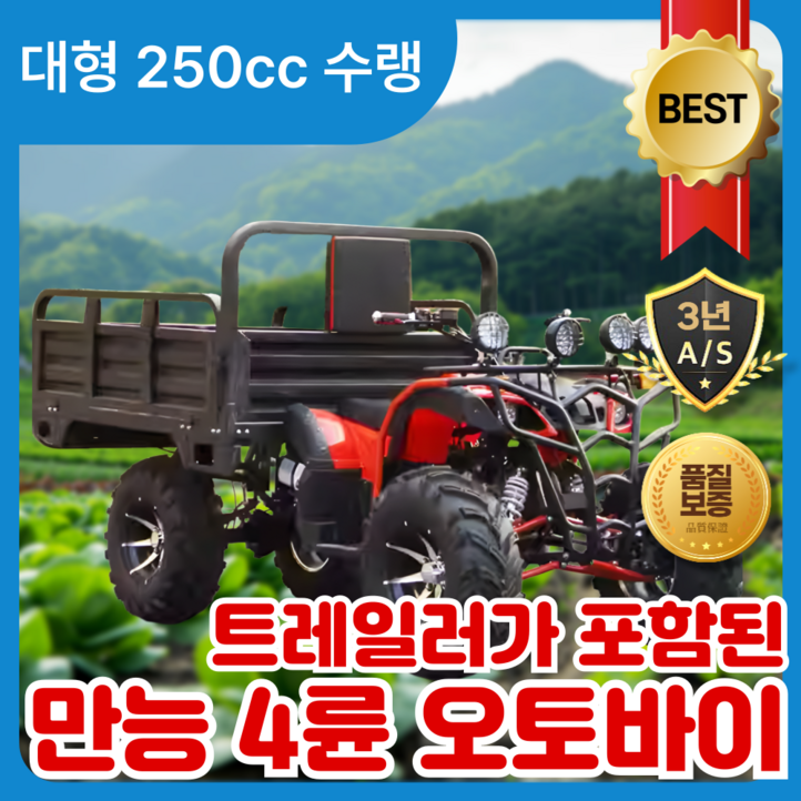 워크마스터 작업용 4륜 오토바이 전기 스쿠터 바이크 사발이 산악용 농업용 상업용, 대형 250cc 수랭