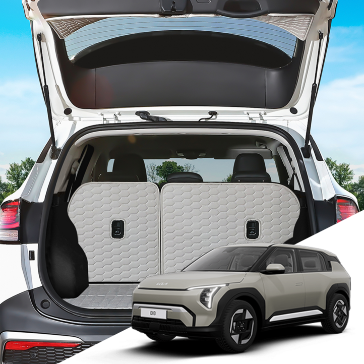 EV3 본투로드 하이브 차량용 바닥 등받이 트렁크매트, 블랙, EV3