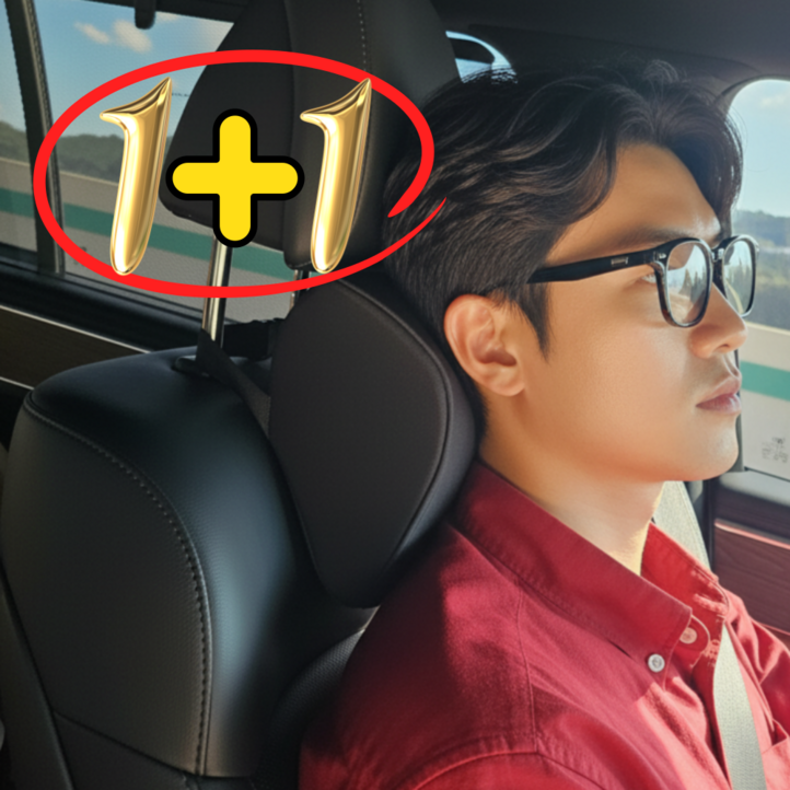넥메이트11 업그레이드 차량용 목쿠션 헤드레스트, 1개, 블랙
