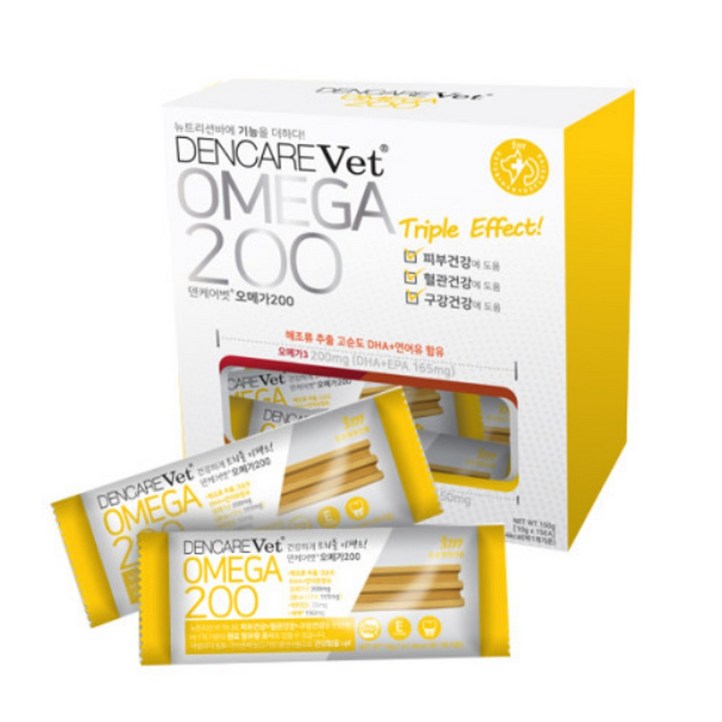 DENCARE Vet 덴케어벳 오메가 덴탈껌, 오메가, 10g, 30개 DENCARE Vet 덴케어벳 오메가 덴탈껌, 오메가, 10g, 30개