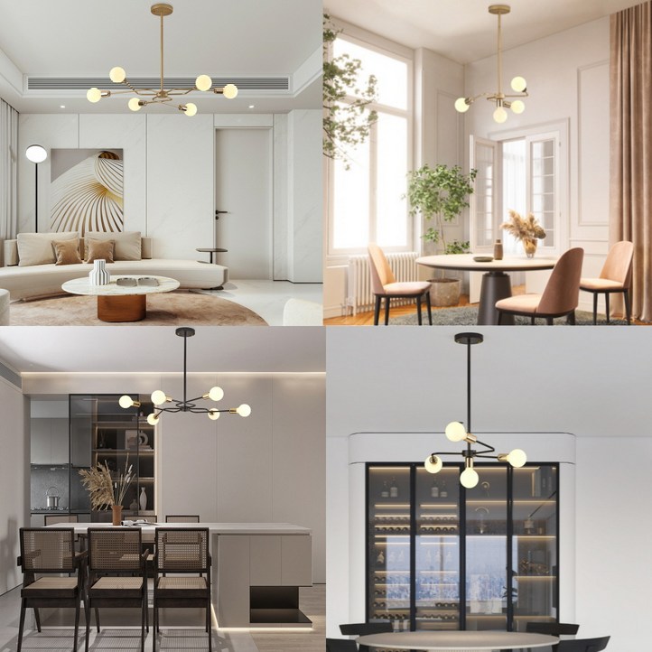 고은조명 LED 거실등 방등 식탁등 골드 블랙 가지 파이프 디자인 클로버 4등 6등 직부