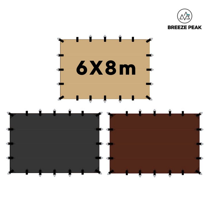 초대형 타프 스크린 블랙 암막 천막 장박 차박 그늘막 실버 코팅 6x8m, 브라운