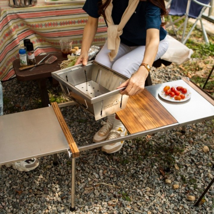 HUGOS 캠핑 듀얼 우드 테이블 IGT 화롯대스텐상판연장테이블  전용파우치 증정