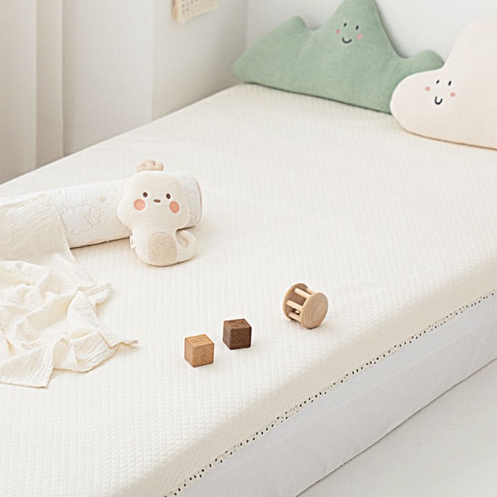 마롤로뜨 아기 방수패드 건조기가능 양면 방수요 신생아 유아용, 아이보리 플라워, 1개