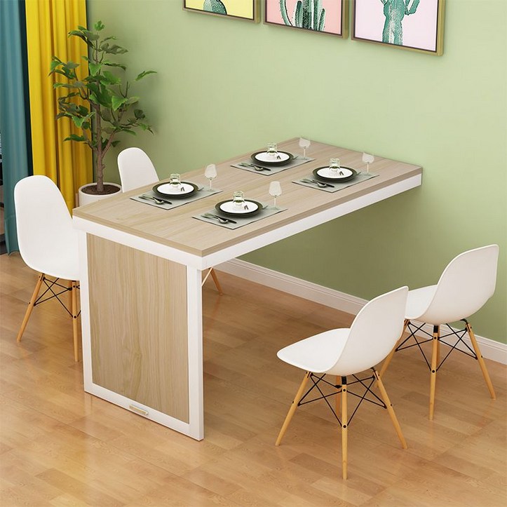접이식 벽걸이 식탁 벽부착 접는 식탁 2인용 4인용 테이블, 100Lx60Wx75H