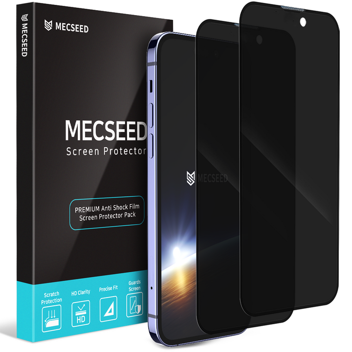 아이폰프로14 MECSEED 6DX 마스터 사생활 프라이버시 풀커버 강화유리 휴대폰 액정보호필름 2p 세트, 1세트