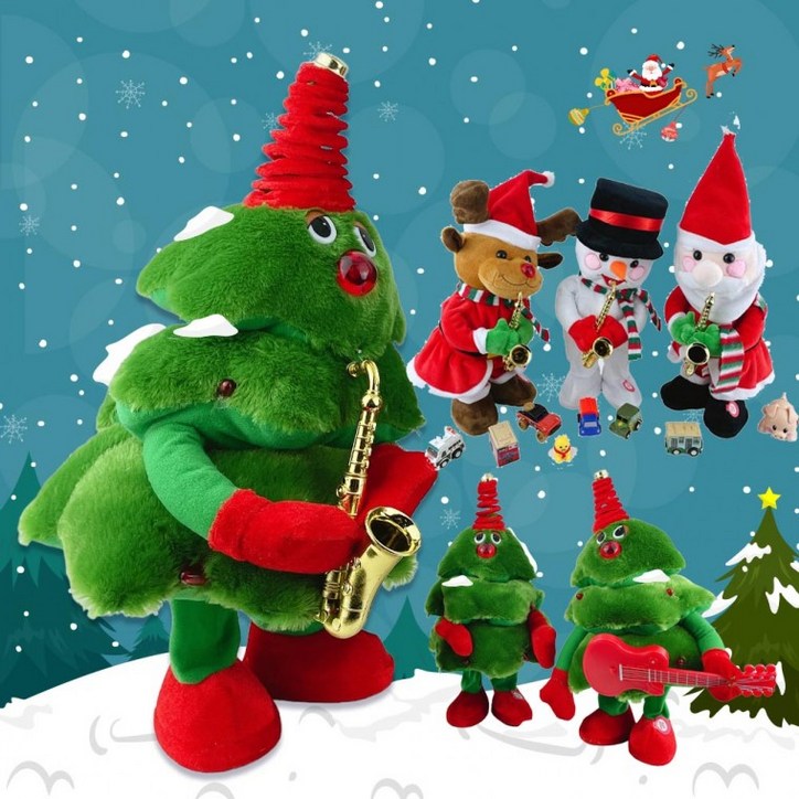 크리스마스 댄싱 인형 (선택) 트리 산타 루돌프 눈사람 춤추는 노래하는 작동완구 장난감 선물 4