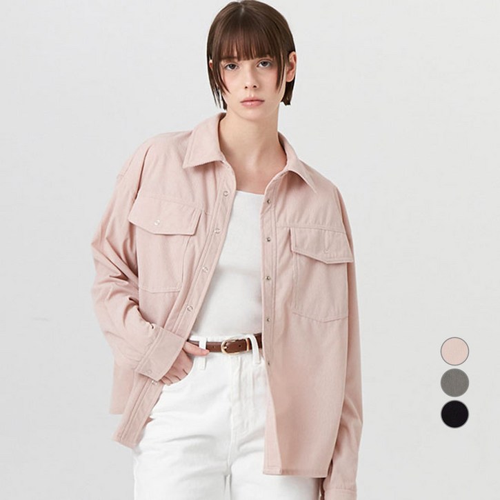 ELLE PARIS 루즈핏 코듀로이 투포켓 셔켓