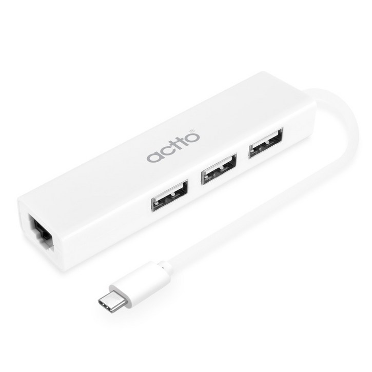 엑토 C타입 USB 랜 어댑터 3포트 허브 콤보 HUBL04, 화이트, 1개