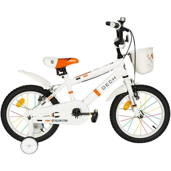 옐로우콘 아동용 데크 16형 네발 보조 바퀴 자전거, 화이트, 110cm