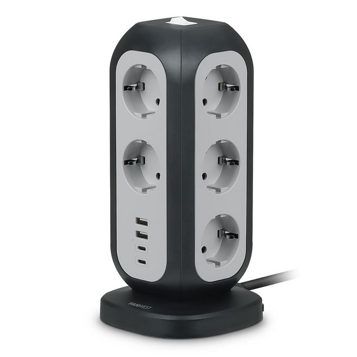 팬웨스트 타워형 컬러 멀티탭 15구 MultiTower1122, 2m, 블랙  그레이, 1개