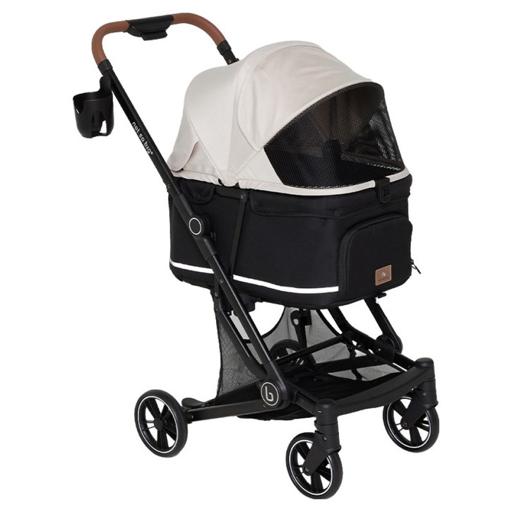 낫쏘빅 토토 펫 유모차 + 컵홀더, 스킨베이지블랙, 1세트