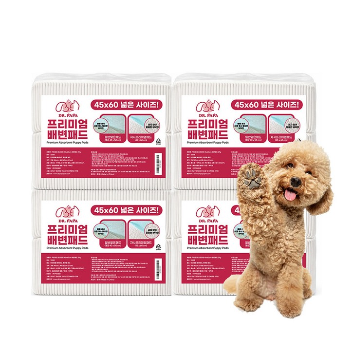 닥터파파 프리미엄 배변패드 20g, 100개입, 4개